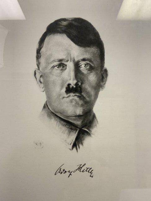 GERMANY THIRD REICH ADOLF HITLER K.J BOHNRINGER ARTWORK PORTRAIT PRINT FRAMED