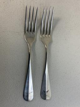 WWII NAZI GERMANY LUFTWAFFE STAMPED PAIR OF DINNER FORKS