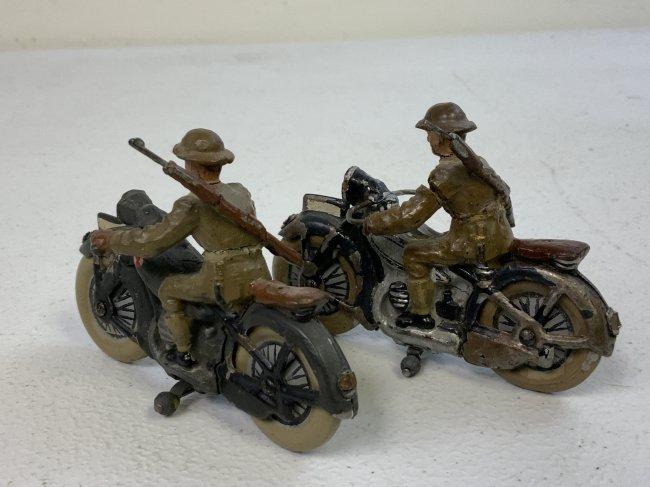 GERMAN NAZI PERIOD LINEOL / ELASTOLIN TOY SOLDIERS ON MOTORCYCLES