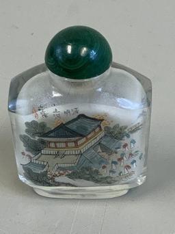 CHINESE PEKING GLASS REVERSE PAINTED SNUFF BOTTLE