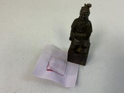 CHINESE WARRIOR CARVED SOAPSTONE FIGURINE INK SEAL STAMP