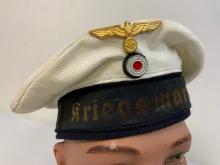 WWII GERMAN NAVY KRIEGSMARINE WHITE TOP SAILORS CAP