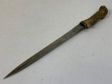 VINTAGE SCOTTISH DIRK MADE FROM OLD BAYONET BLADE STAG GRIP WITH COIN
