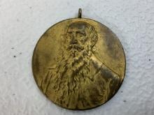 IMPERIAL RUSSIA LEO TOLSTOY GILDED BRONZE COMMEMORATIVE MEDAL