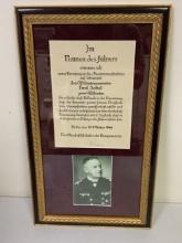 ERICH RAEDER GRAND KRIEGSMARINE ADMIRAL SIGNED DOCUMENT PROFESSIONALLY FRAMED