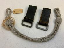 WWII GERMAN OFFICER VISOR CAP CORD WITH PAPER TAG AND 2 D-RINGS