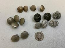 WWII GERMAN UNIFORMS BUTTONS LOT AND COIN  - TENO / ARMY