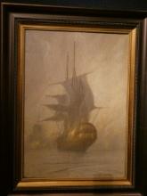 Harry Kluge Ships in Fog Oil Painting