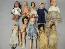 Lot 10 Assorted Antique Composition Dolls Sailor Boy Indian Reliable etc