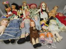 Lot 19 Assorted Vintage Soft Plush Cloth Knitted Dolls