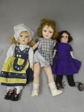 Lot 3 Vintage Bisque Head Dolls of Girls