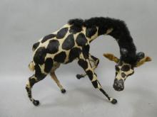 Antique Genuine Real Fur Giraffe Figurine Toy