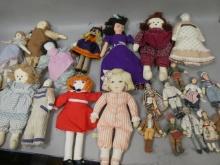 Lot 22 Vintage Plush Soft Body Dolls Famous People etc