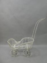 Antique c1900 White Wire Child's Carriage for Dolls
