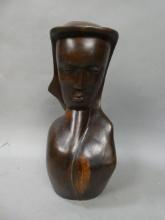 Vintage Signed PJN Charles Carved Wood Bust of Haiti Serce Woman