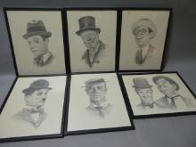 Set 6 Vintage Bill Bates Funny Men B&W Art Prints