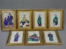 Lot 7 Antique Chinese Hand Painted on Cloth Small Paintings