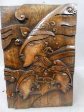 Vintage Hand Carved Wood Chinese Naxi Wood Wall Plaque