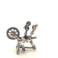 Movable Vintage Sterling Charm Spinning Wheel
