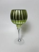 Ruffle green glass lantern/chalice