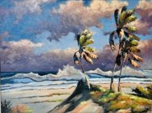 Seaside w/Palms Highwayman painting Willie Daniels