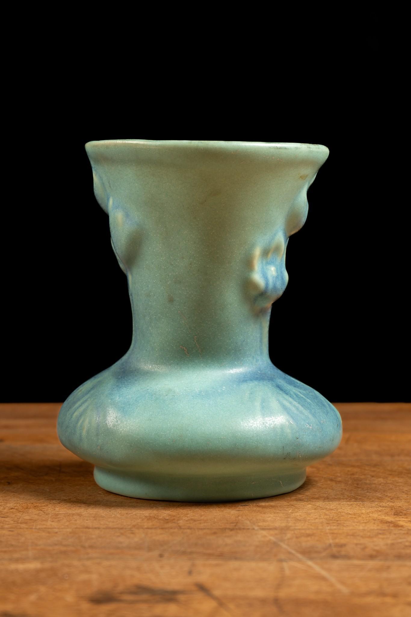 Blue Vase with Floral Motifs by Van Briggle