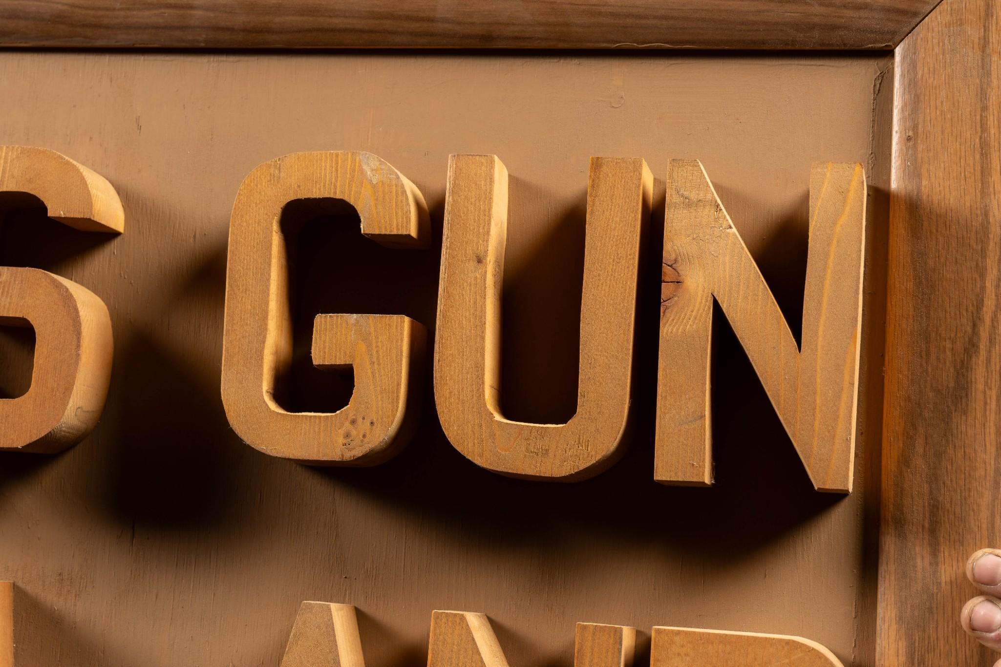 Vintage Folk Art Grandpa's Gun Emporium Wooden Sign