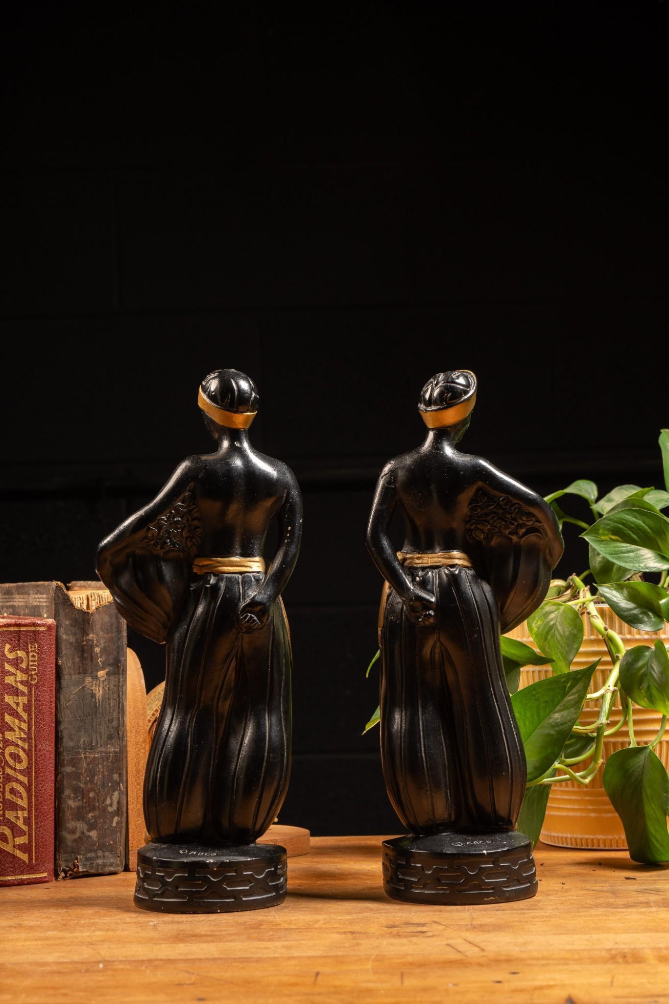 Pair of Nubian Woman Sculptures by ABCO