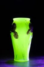 Antique Opaque Uranium Glass Floral Vase