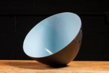 Modern Danish Enameled Serving Bowl in Blue by Krenit