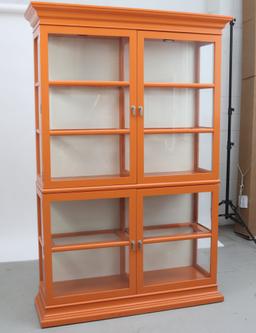 Custom Orange Century Lighted Display Cabinet