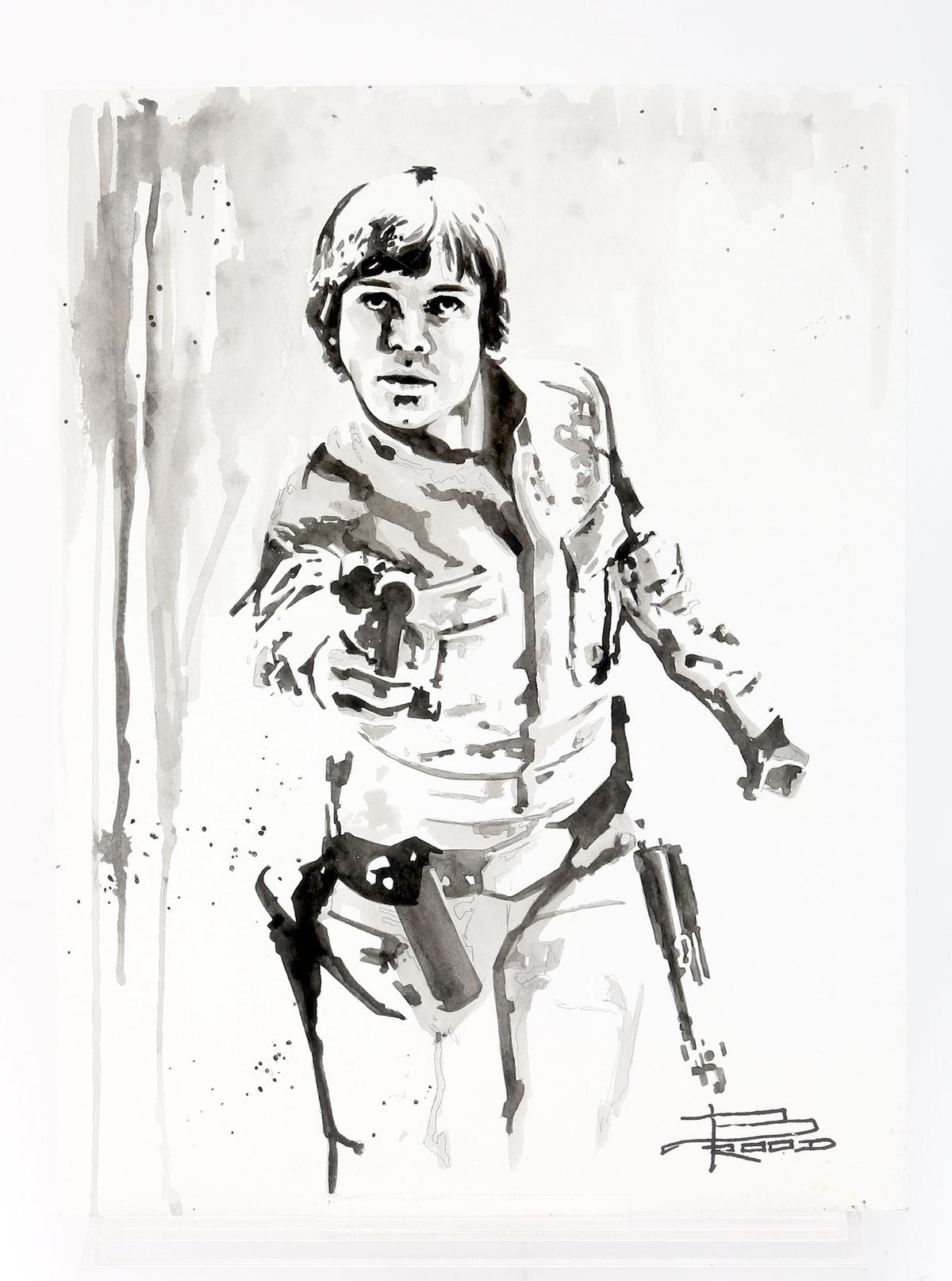 Brian Rood Blaster Luke Star Wars Original Watercolor
