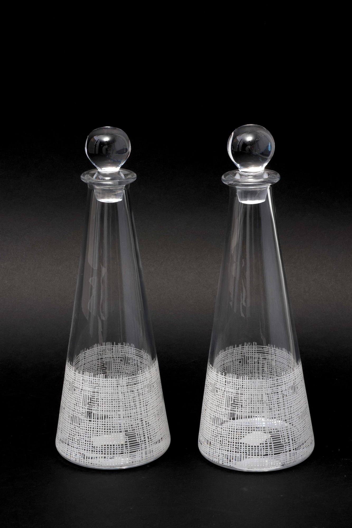 Pair Of Clear Decanters