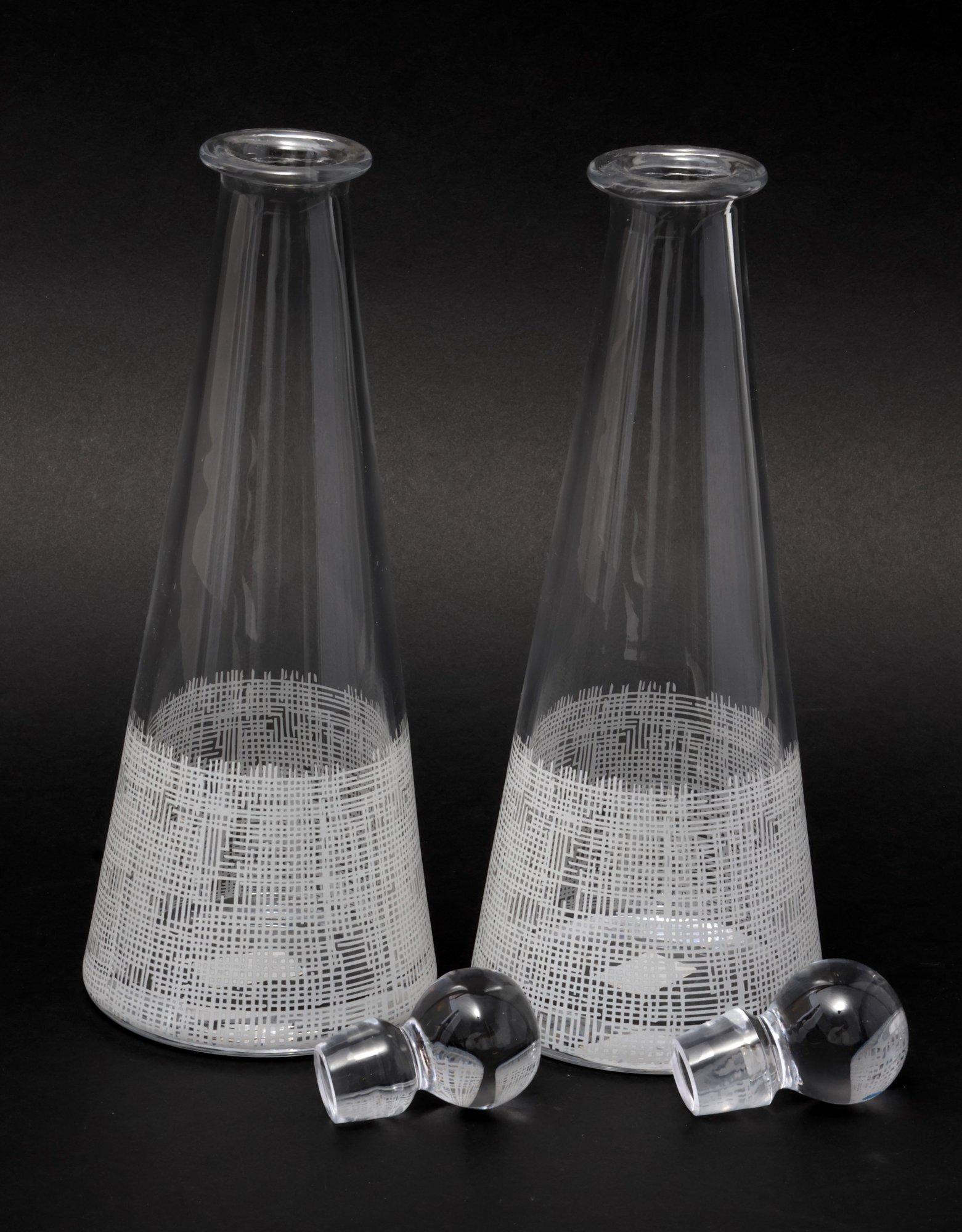 Pair Of Champange Glasses With Decanter