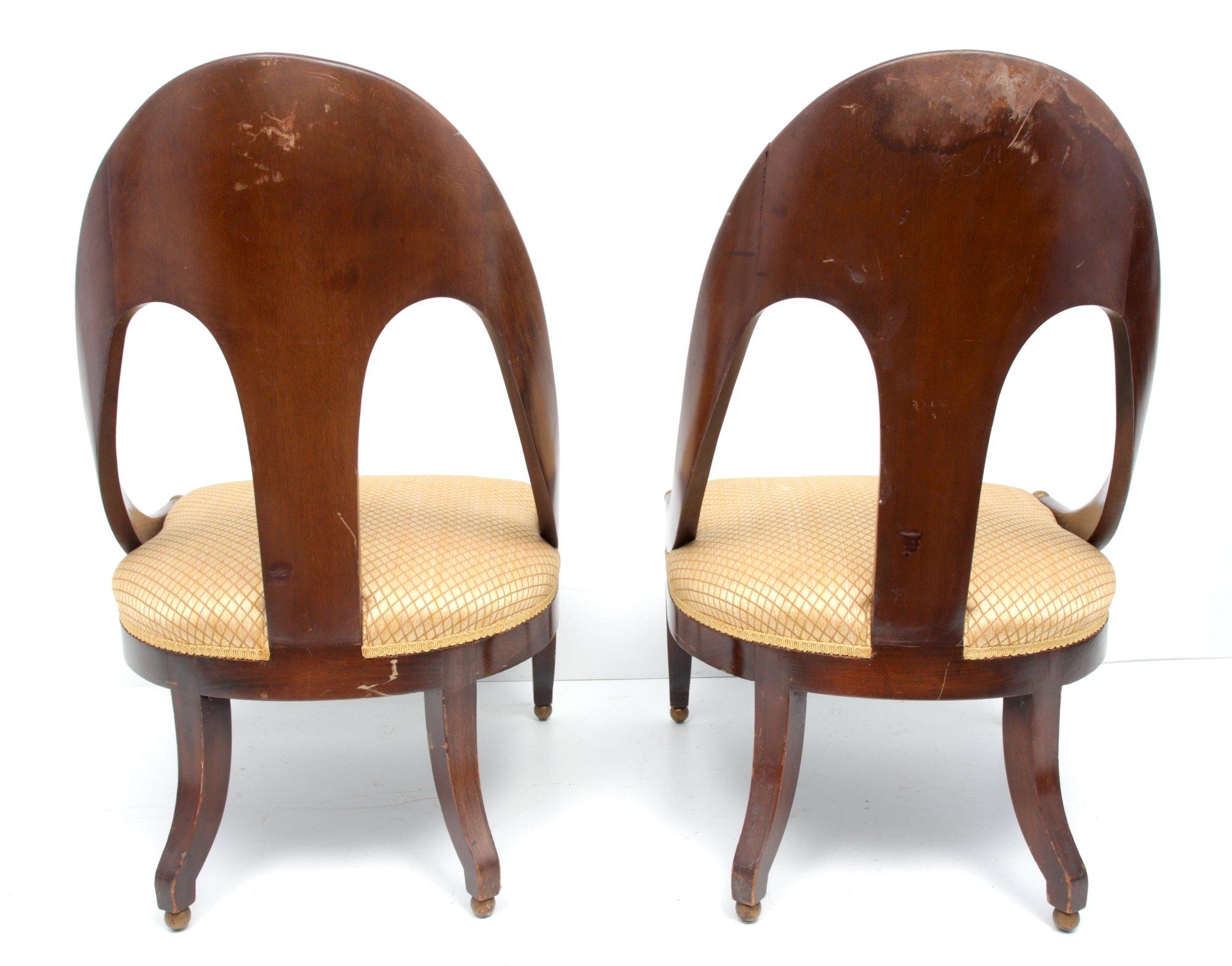 Pair Of Mid Century Walnut And Fleur Print Chairs