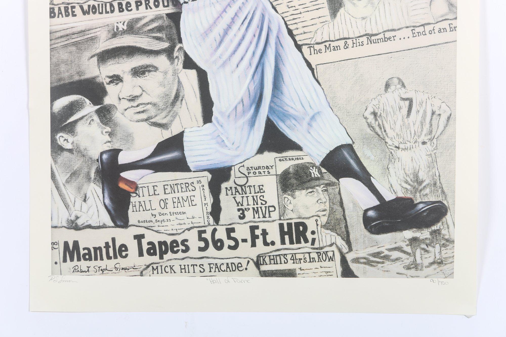 Mickey Mantle Lithograph By Robert Stephen Simon Edition 87/750