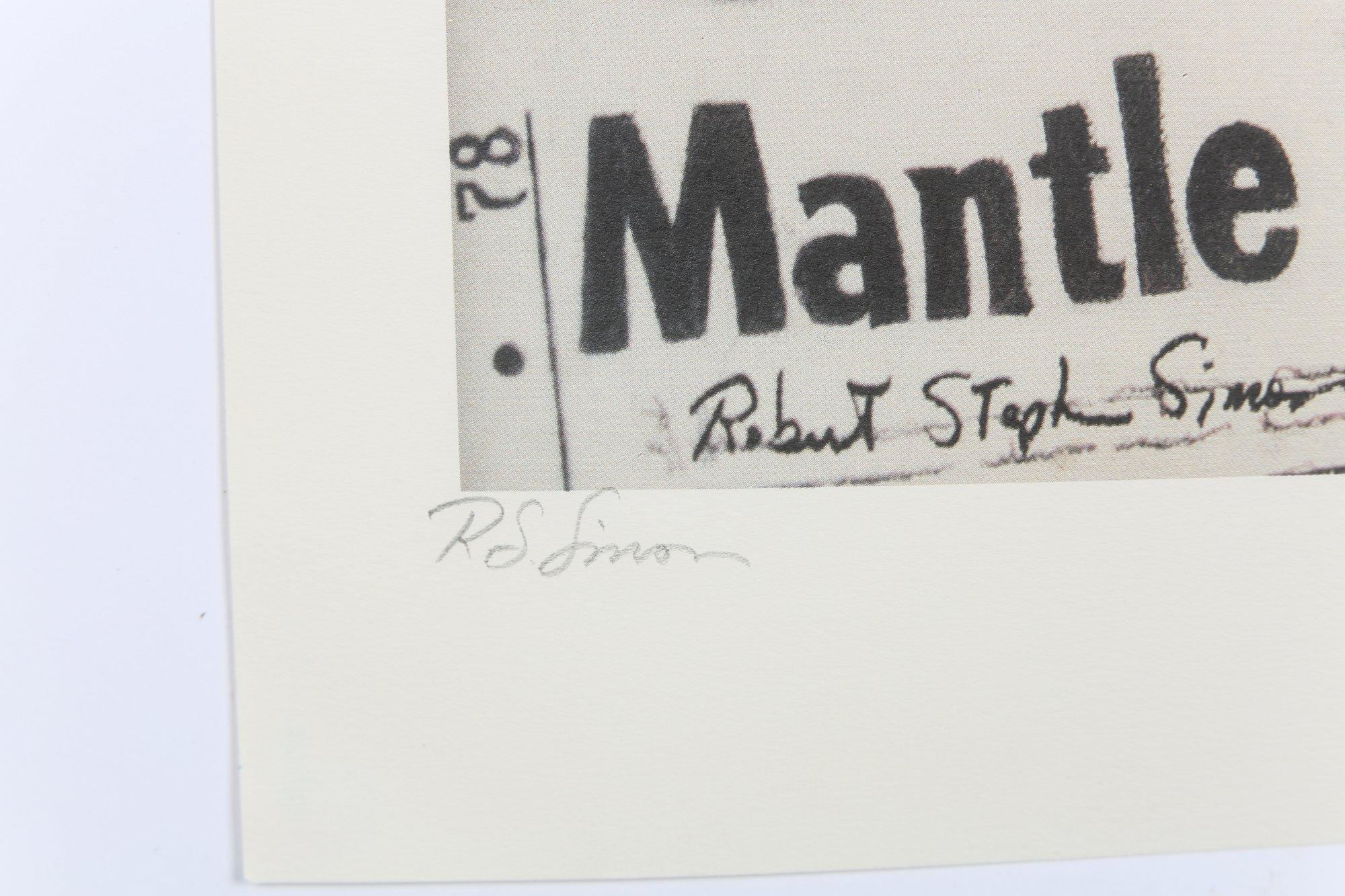 Mickey Mantle Lithograph By Robert Stephen Simon Edition 87/750