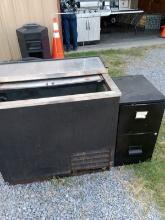 BEVERAGE COOLER, SMALL FILING CABINET AND CAPUCCHINO MACHINE