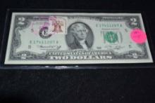 $2 Bill, Stamped Commemorating Bi-centenial 1776-1976