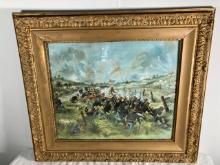 Mexican American War Print in Antique Frame
