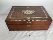 Antique Lap Desk with Mother of Pearl Inlay