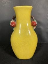 Yellow Chinese Crackle Porcelain Vase