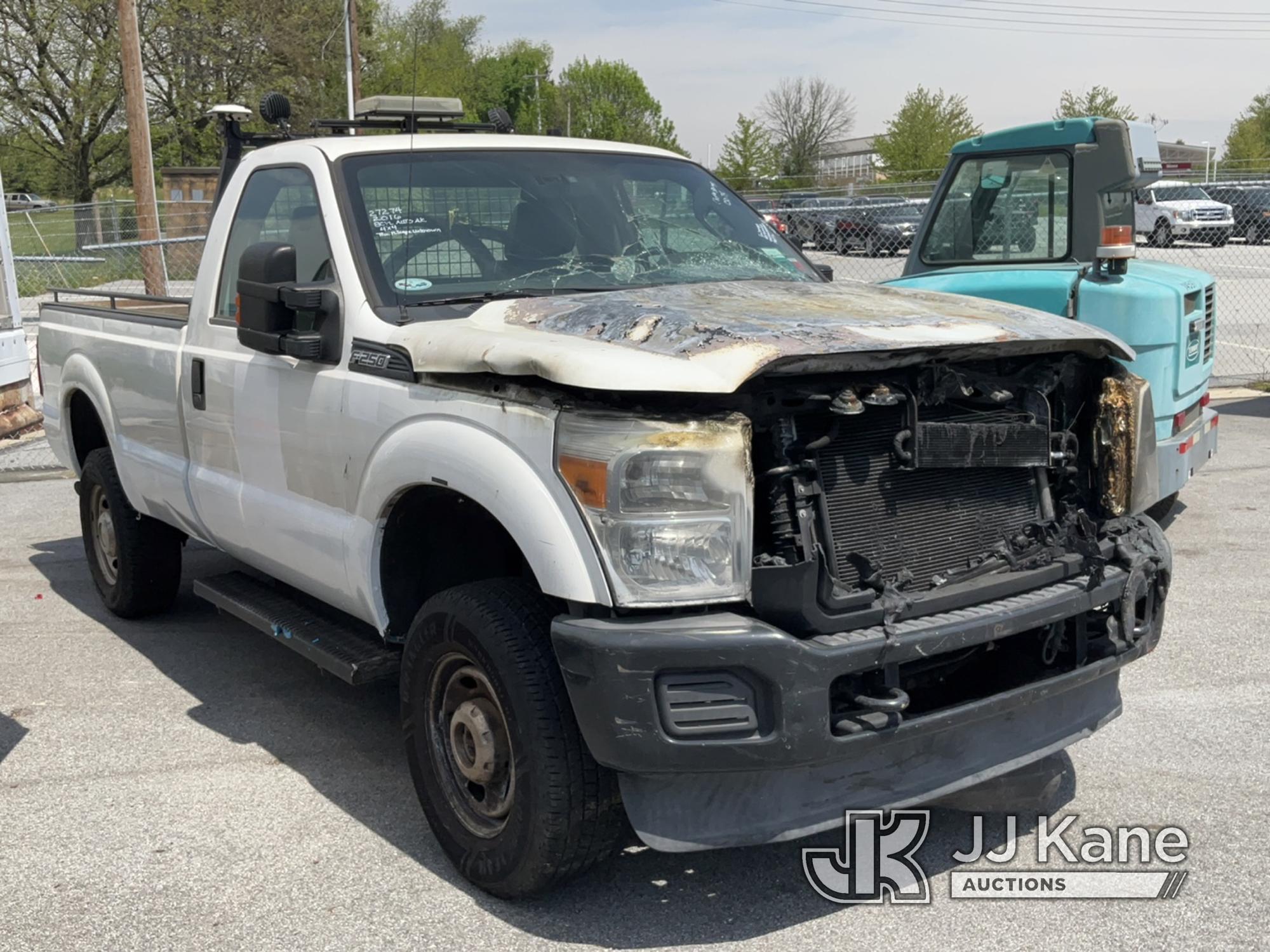 (Chester Springs, PA) 2016 Ford F250 4x4 Pickup Truck Fire Damaged, Not Running, Condition Unknown,