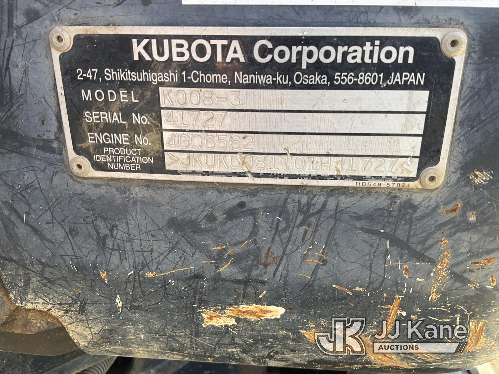 (Plymouth Meeting, PA) 2017 Kubota K008-3 Mini Hydraulic Excavator Runs & Operates