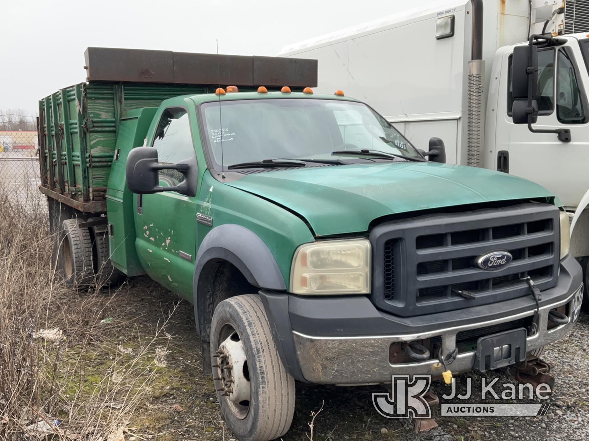 (Rome, NY) 2007 Ford F550 4x4 Flatbed Truck Not Running, Condition Unknown, Cranks, Body & Rust Dama