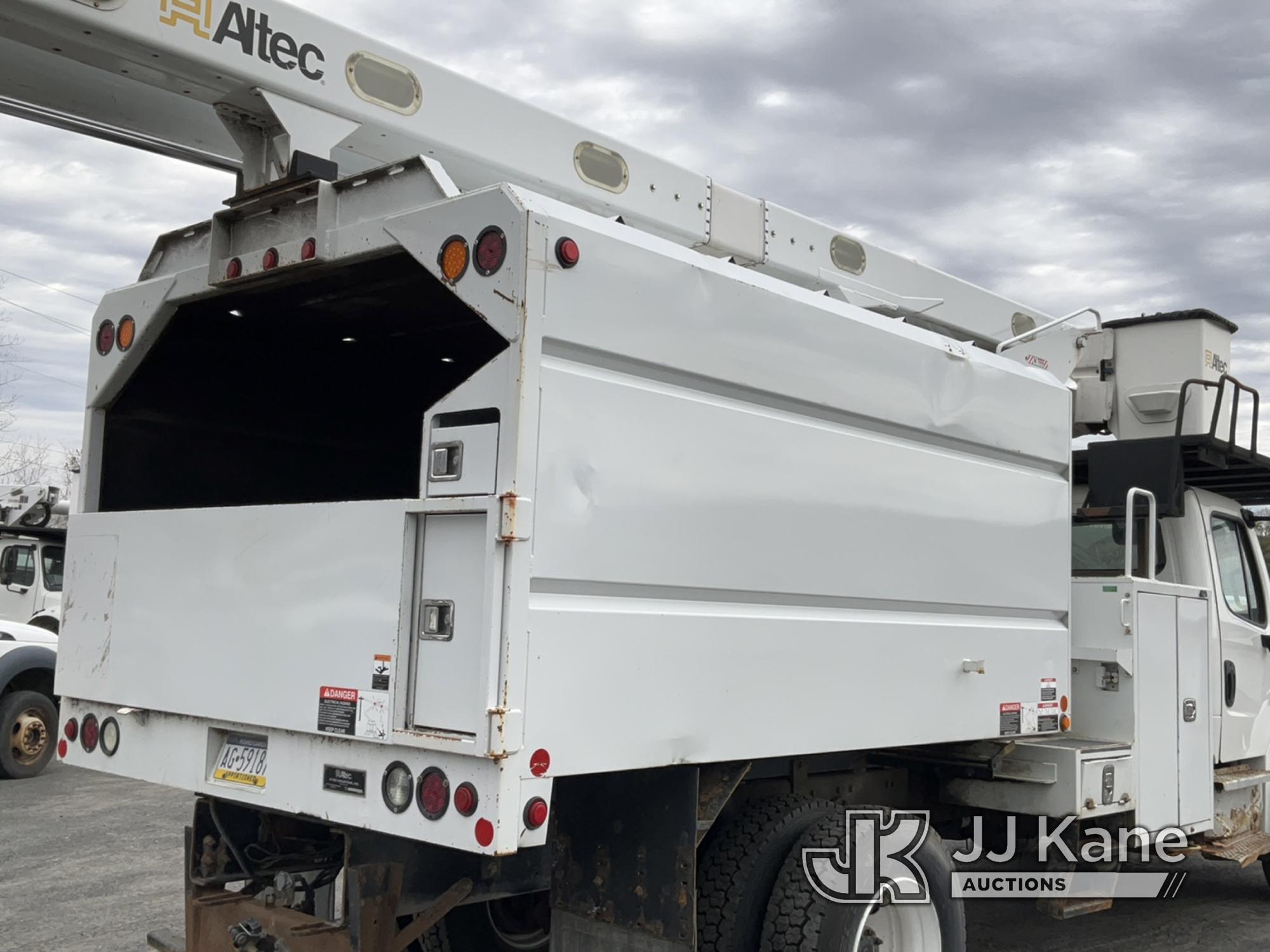 (Plains, PA) Altec LR7-60E70, Over-Center Elevator Bucket Truck mounted behind cab on 2018 Freightli