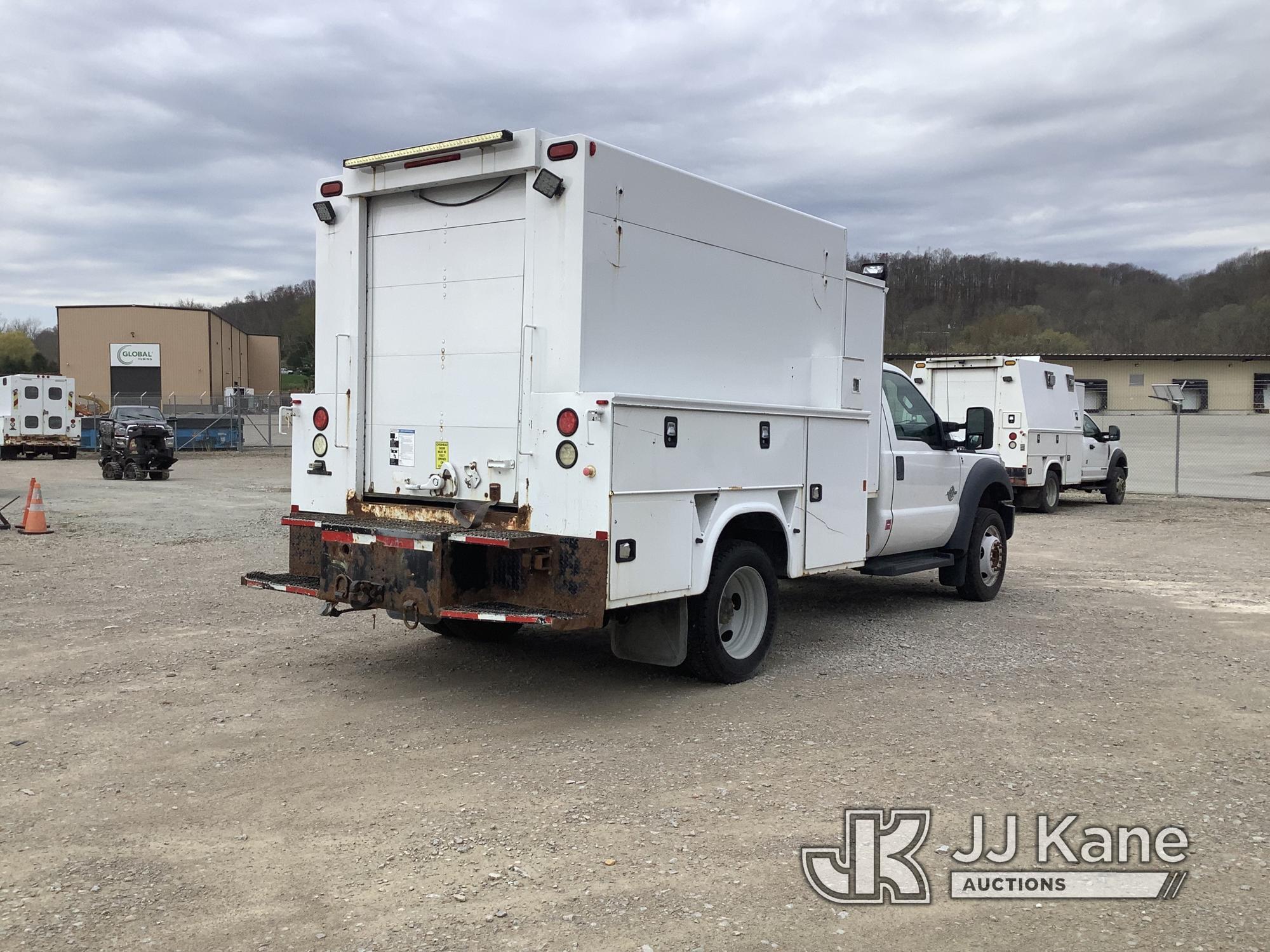 (Smock, PA) 2015 Ford F550 Air Compressor/Enclosed Utility Truck Runs Rough & Moves, Engine Light On