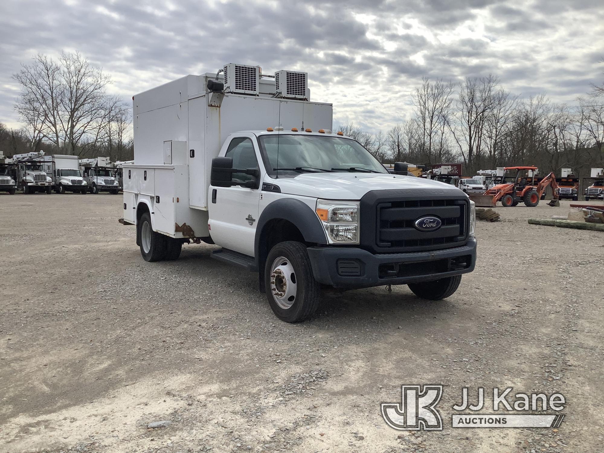 (Smock, PA) 2015 Ford F550 Air Compressor/Enclosed Utility Truck Runs Rough & Moves, Engine Light On