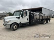 (Hamilton, TX) 2015 International TerraStar Flatbed Truck Runs & Moves, Crane Operates) (Engine Warn