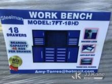 2024 Steelman 7ft 3in work bench with 18 drawers & 2 Cabinets (New/Unused) (Blue) NOTE: This unit is